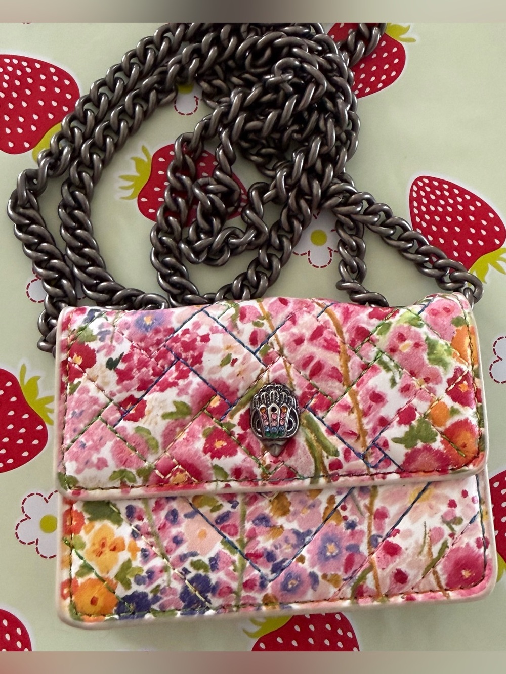 Kurt Geiger micro Kensington floral Crossbody CARD HOLDER, WALLET EUC